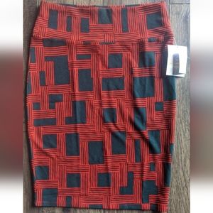 Brand New LulaRoe "Cassie" Medium Women's Skirt - Red & Black Blocks NWT!